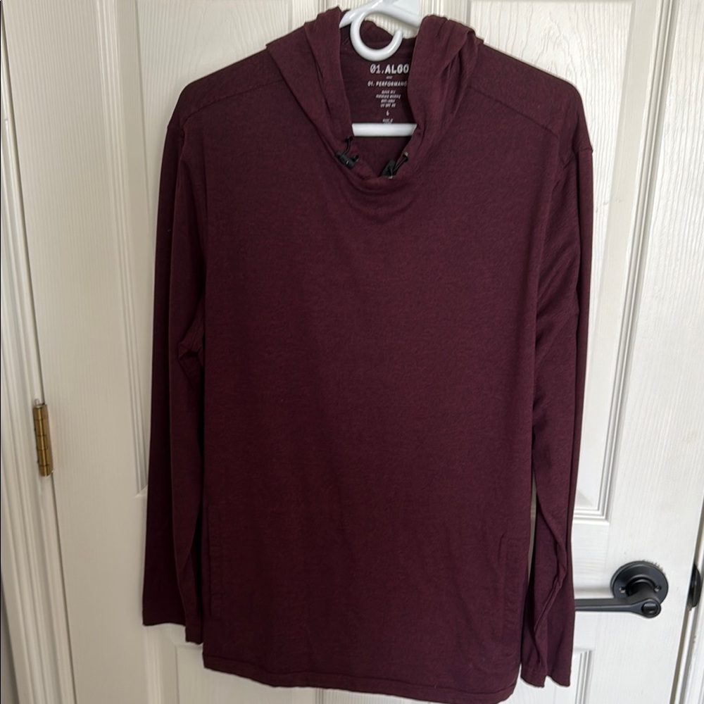 Men’s 01.Algo Performance Burgundy Long Sleeve Hoodie - Large